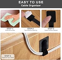 Vista 5 de Paquete de 20 bridas de cables autoadhesivas reutilizables grandes, correas ajustables de gancho y bucle para organizar cables de datos, cables