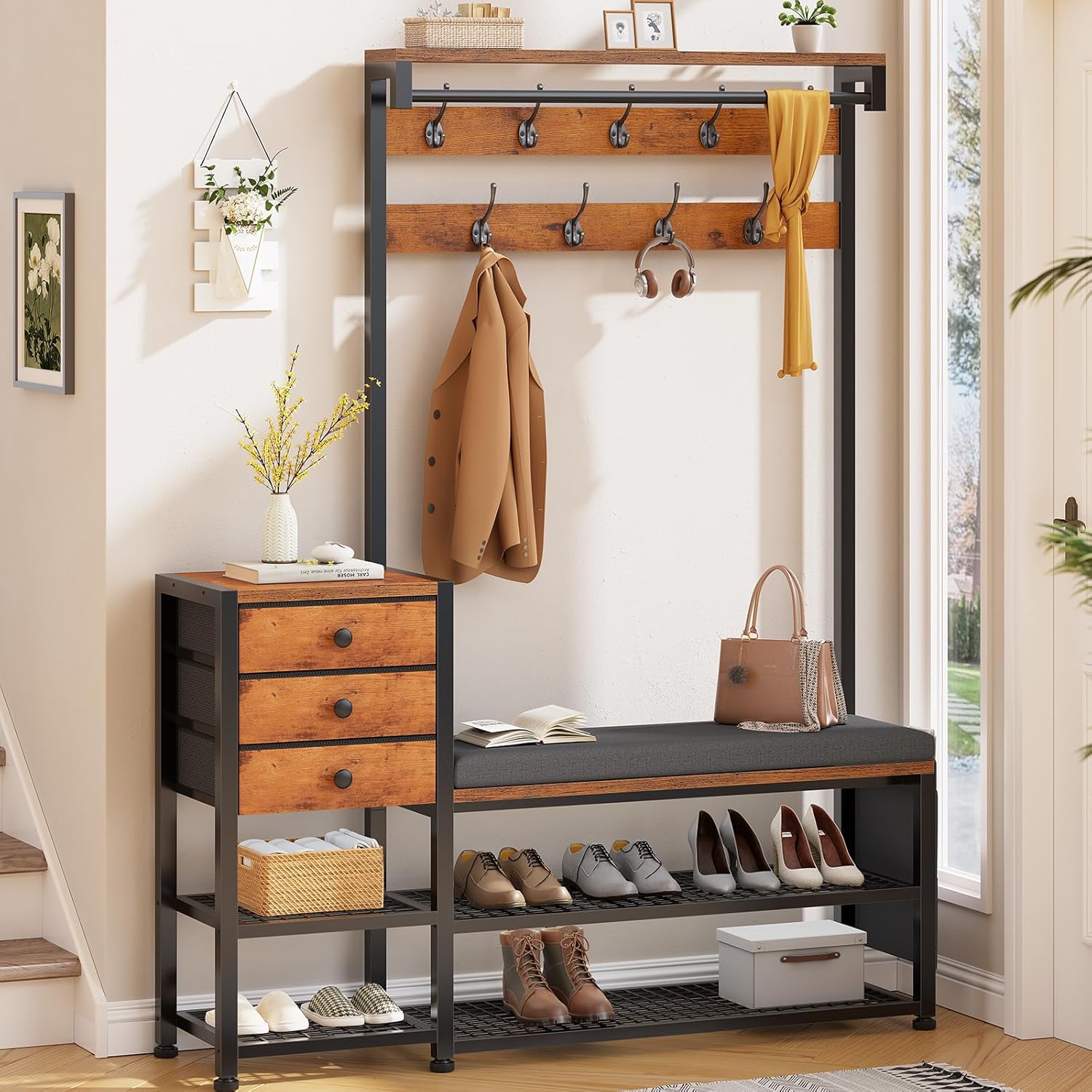 Itaar Coat Rack, Hall Tree with Bench and Shoe Philippines Ubuy