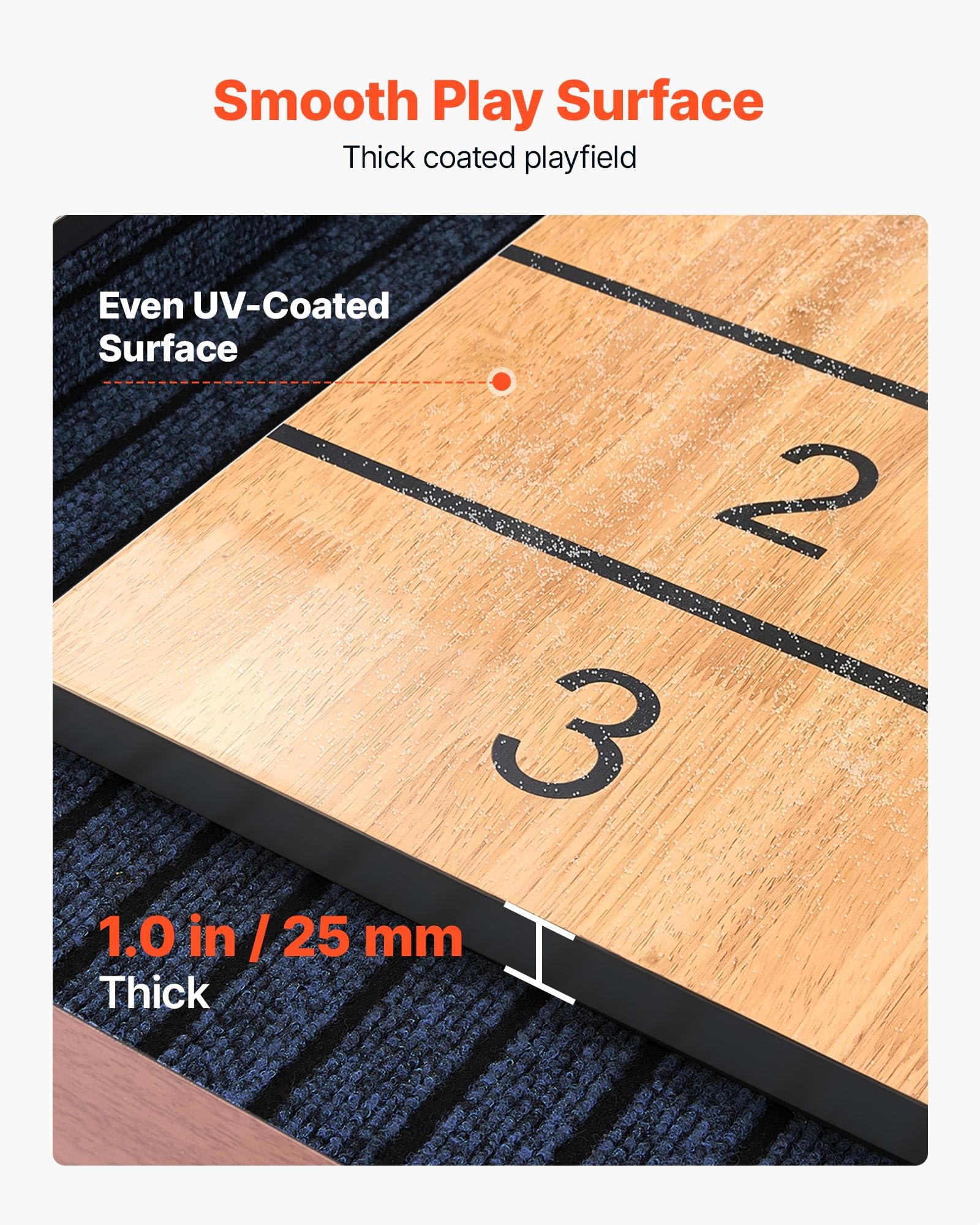VEVOR Shuffleboard 2 en 1 2,1 m, 2,7 m, 3,6 m, Ensemble combiné Shuffleboard et Bowling avec Terrain de Jeu Anti-Rayures, disques, Ensemble de Bowling, Cire, Pinceau, Salle de Jeux familiale