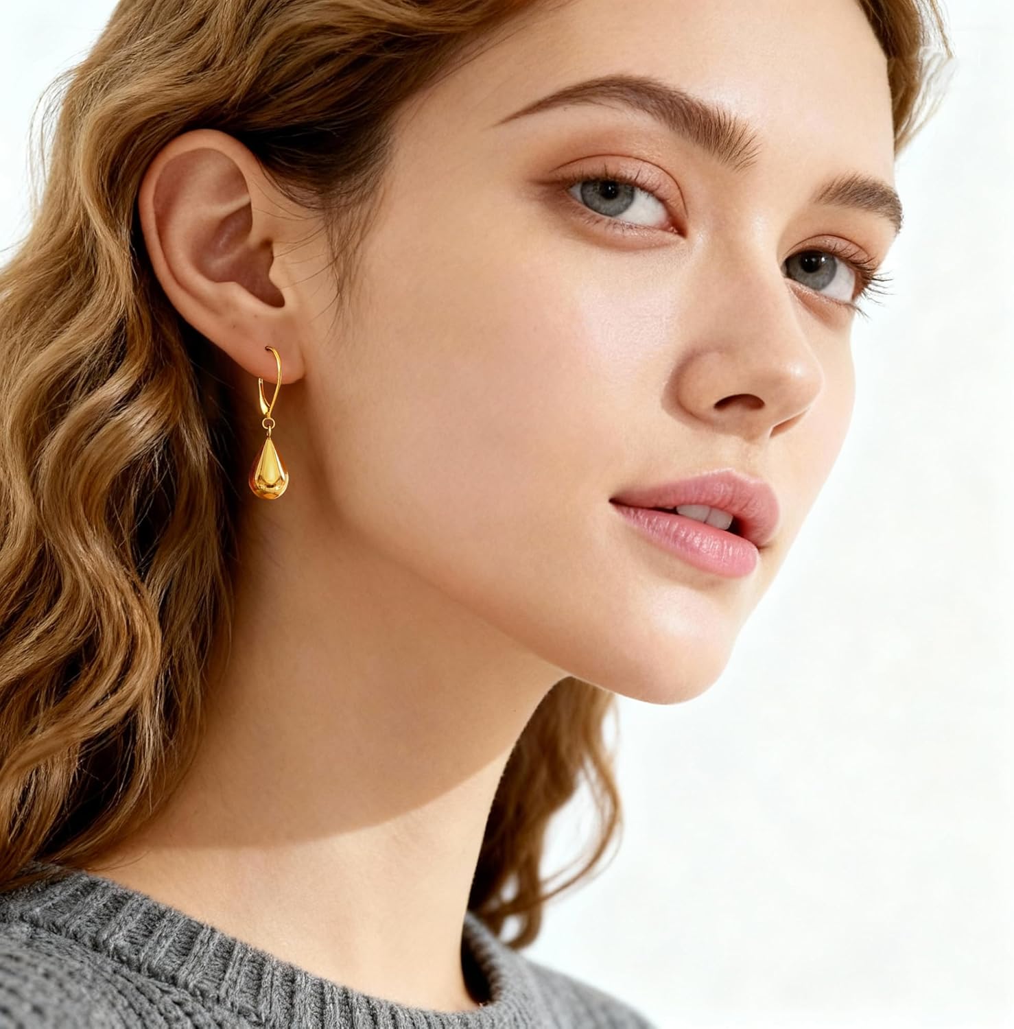 18k Gold and Silver Dangle Earrings for Women - Teardrop Leverback Earrings for Women Jewelry - Image 5