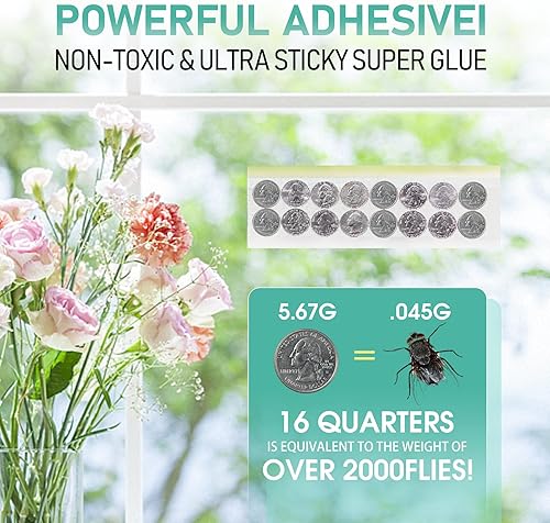 Miniatura 5 de 60 trampas para moscas de ventana para interiores y exteriores, insectos, insectos, moscas y moscas de la fruta, adhesivo adhesivo para matar