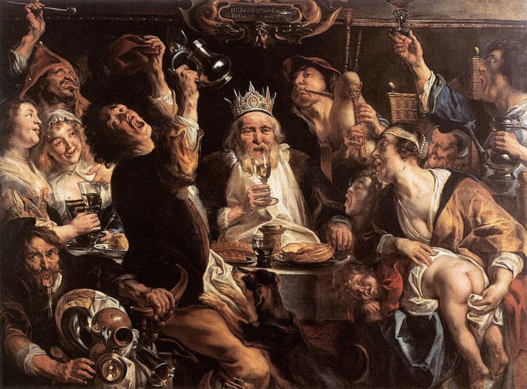 SERENDIPITP Vintage Wall Art Canvas Nordic Poster Canvas Print Picture the King Drinks by Jacob Jordaens Wall Art Poster for Home Decor 60x90cm