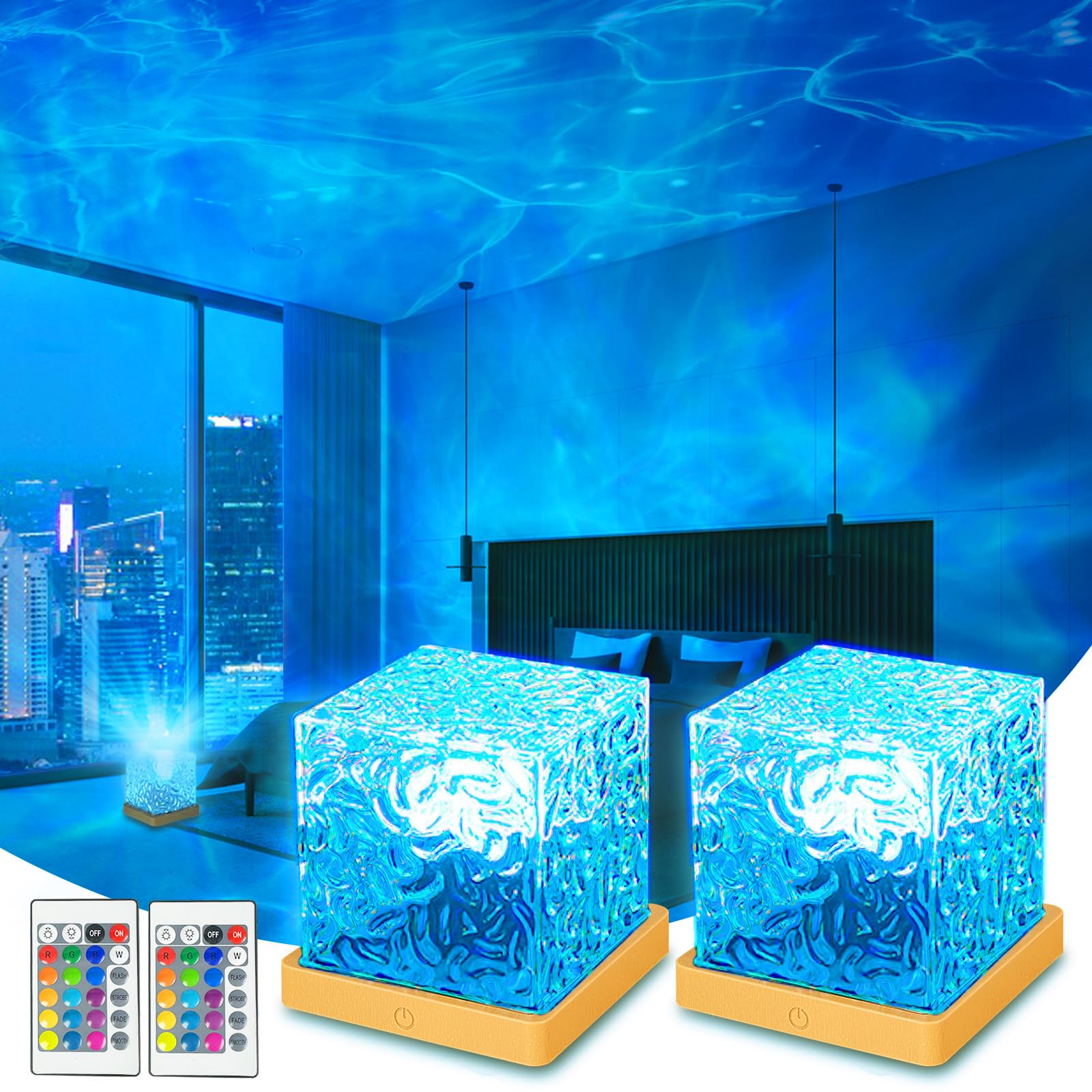 ZLDYPINK Ocean Wave Projector Light, 16 Colors Luminorthe Cube