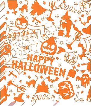 100pcs Halloween Themed Wax Paper Sheet, Food Picnic Printed with Pumpkin, Spider and Spiderweb, Greaseproof Paper,Waterproof Dry Hamburger Liners Wrapping Tissue Orange