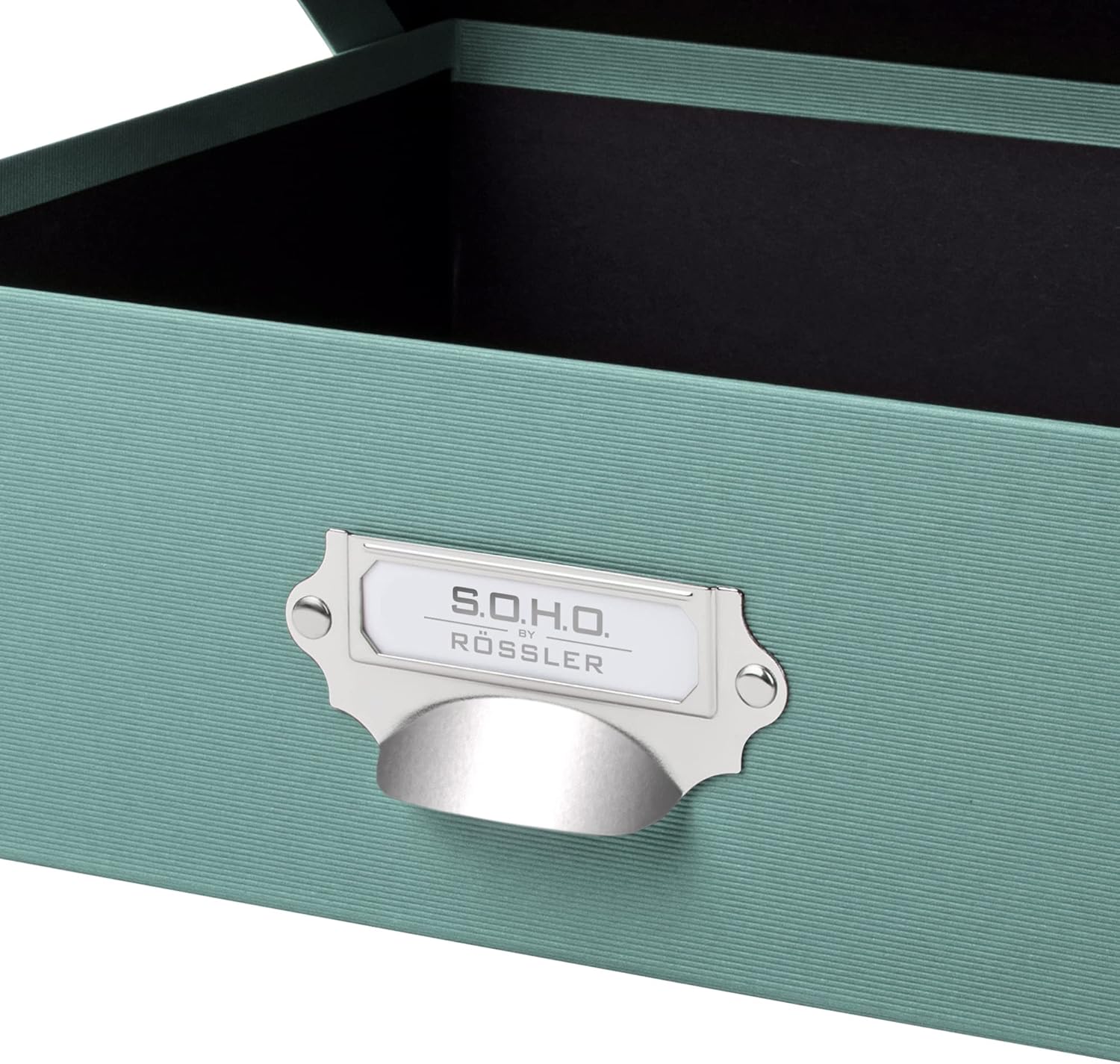 Rössler S.O.H.O. 1343452380 Storage Box with Lid 337 x 105 x 255 mm Opal with Handle and Writeable Insert Label