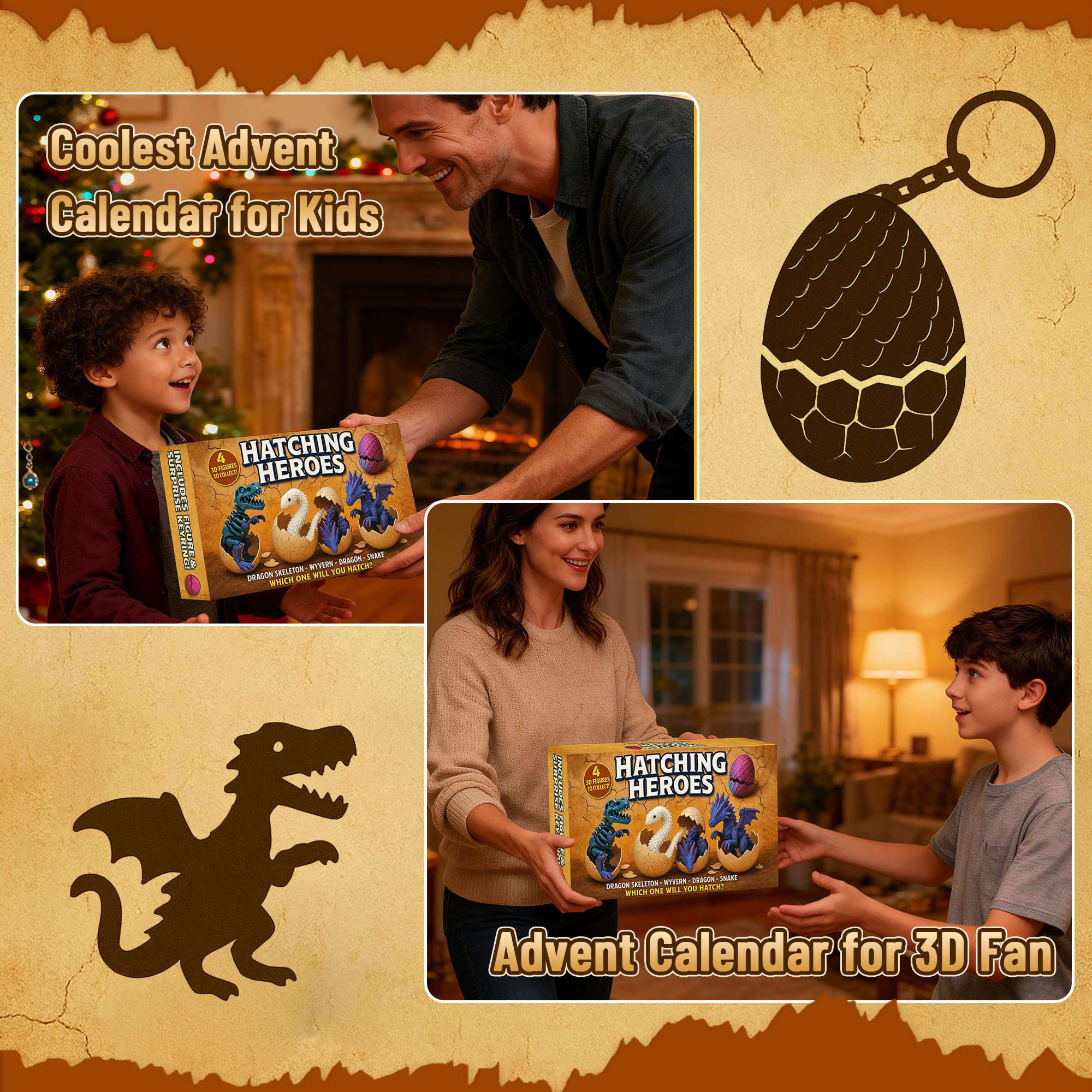 Calendario de Adviento de dragón 3D