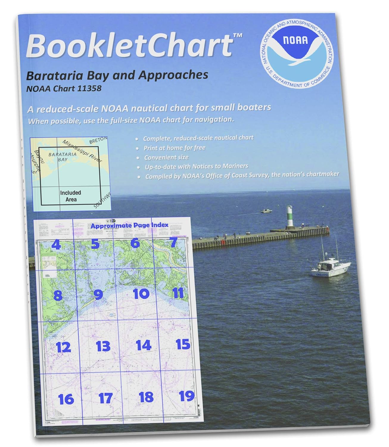 Paradise Cay Publications Antiqued NOAA Chart 11358: Barataria Bay and approaches