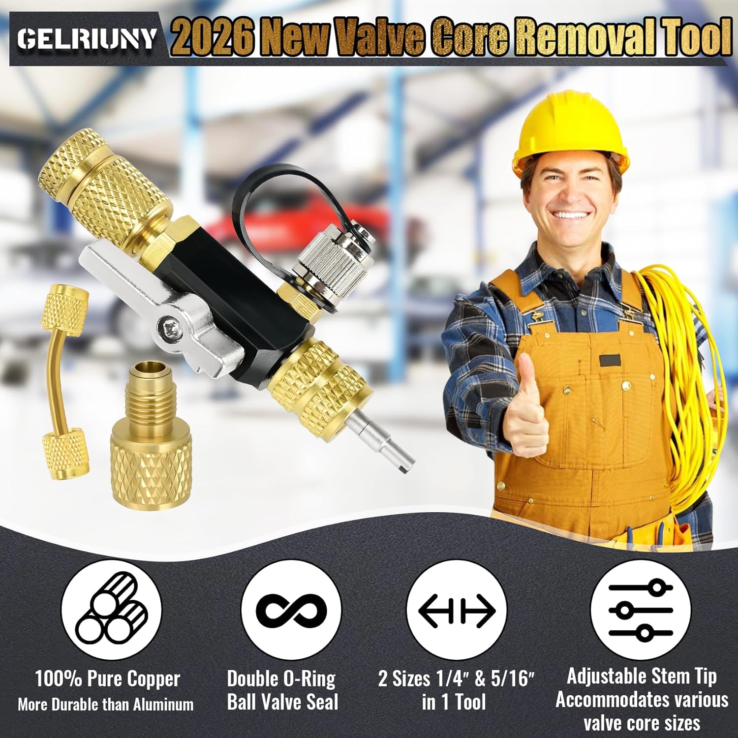 Upgrade Valve Core Removal Tool& 1/4" SAE Extension Connector Fitting&12Pcs Valve Cores, 2 Sizes 1/4"&5/16",Vacuum-Rated Core Removal Tool HVAC, 20 Microns Vacuum, Essential HVAC Tools