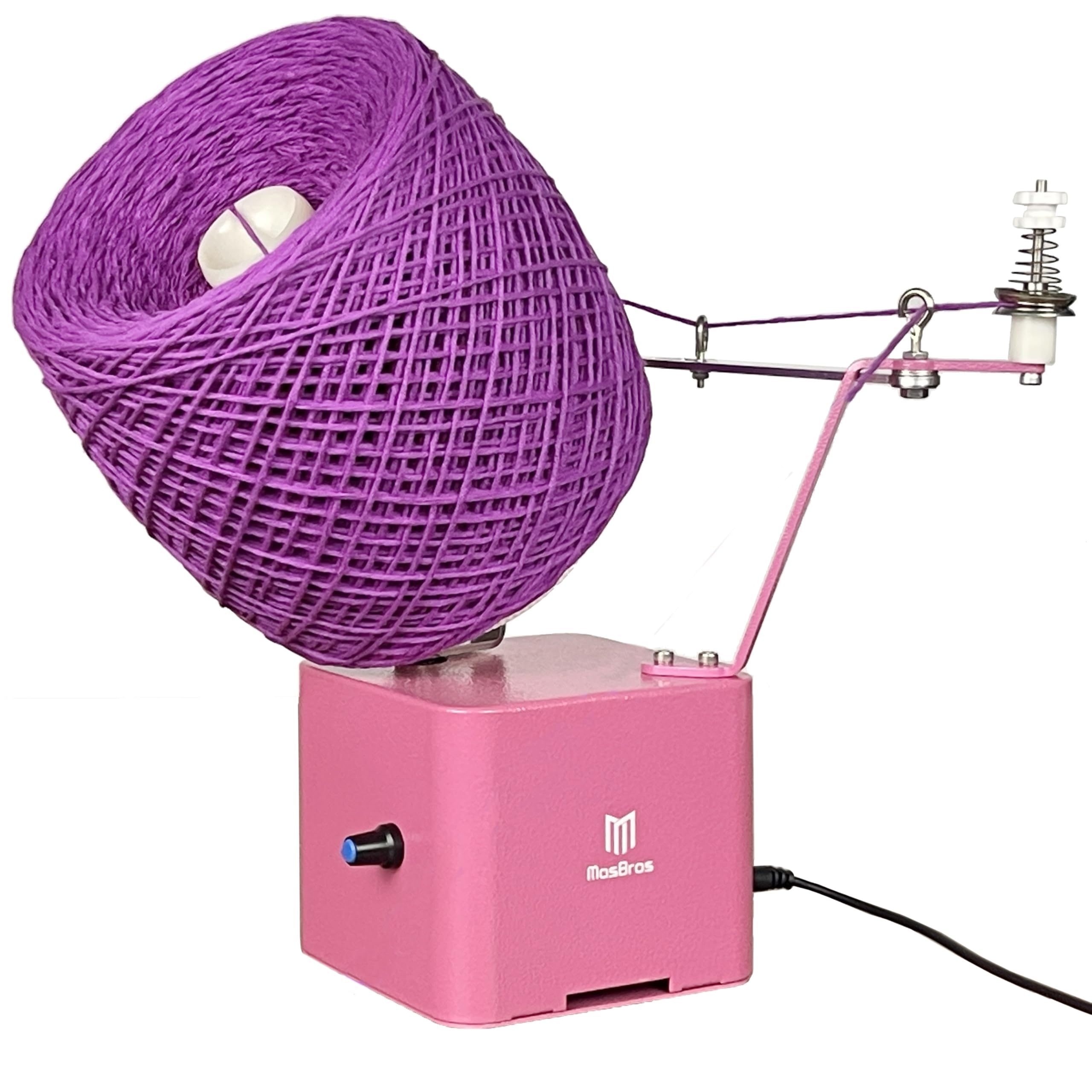MasBros Ultra Large Capacity Electric Yarn Ball Winder Center Pull Yarn Balls Spinner Wind up to one lb Work with Power Bank