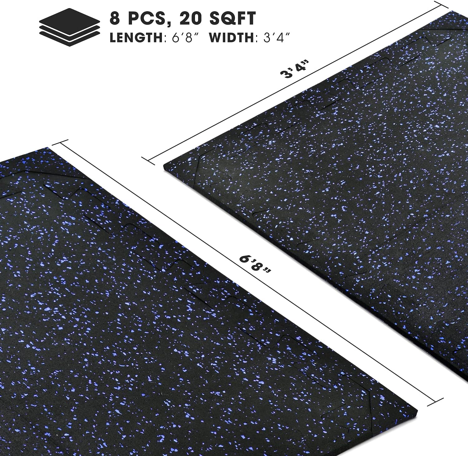 Yes4All Heavy Duty 100% High Density Rubber Floor Tiles Interlocking Mat