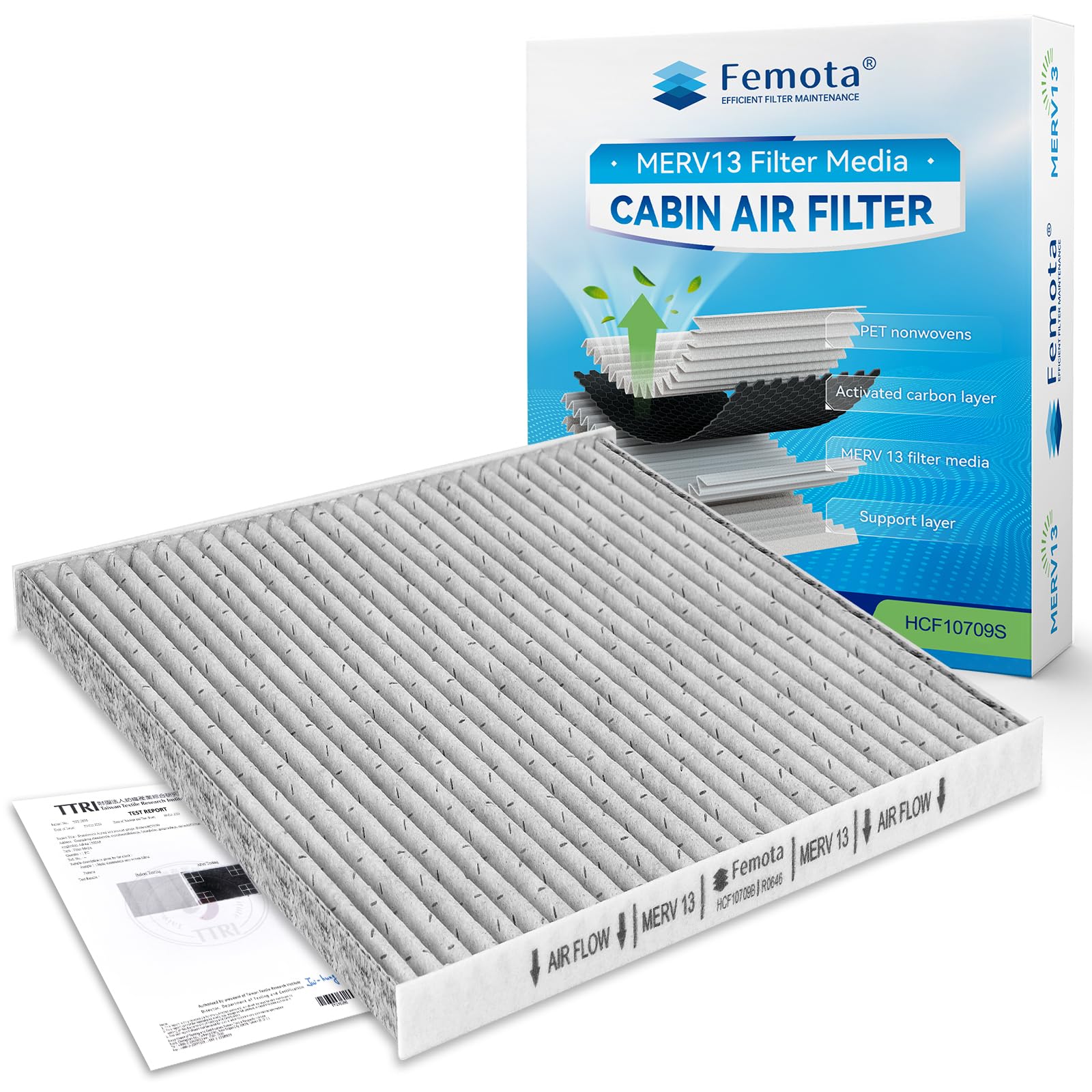 Certified MERV 13 Cabin Air Filter with Activated Carbon, CF10709 for Hyundai Accent, Genesis Coupe, Tucson, Veloster; Kia Forte, Forte Koup, Rio, Rio5, Rondo, Sportage.