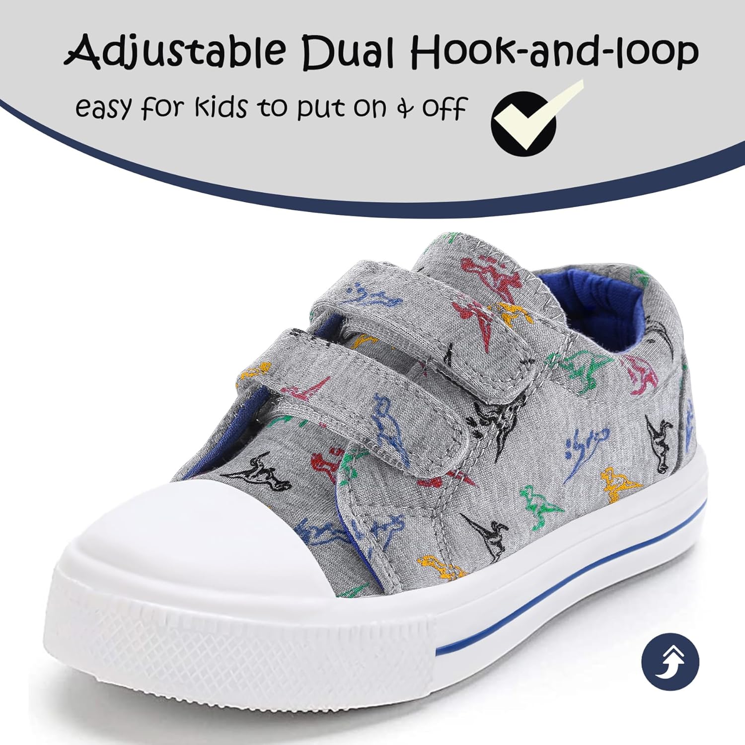 K KomForme Toddler Boys & Girls Shoes Kids Canvas Sneakers with Cartoon Dual Hook and Loops - Image 3