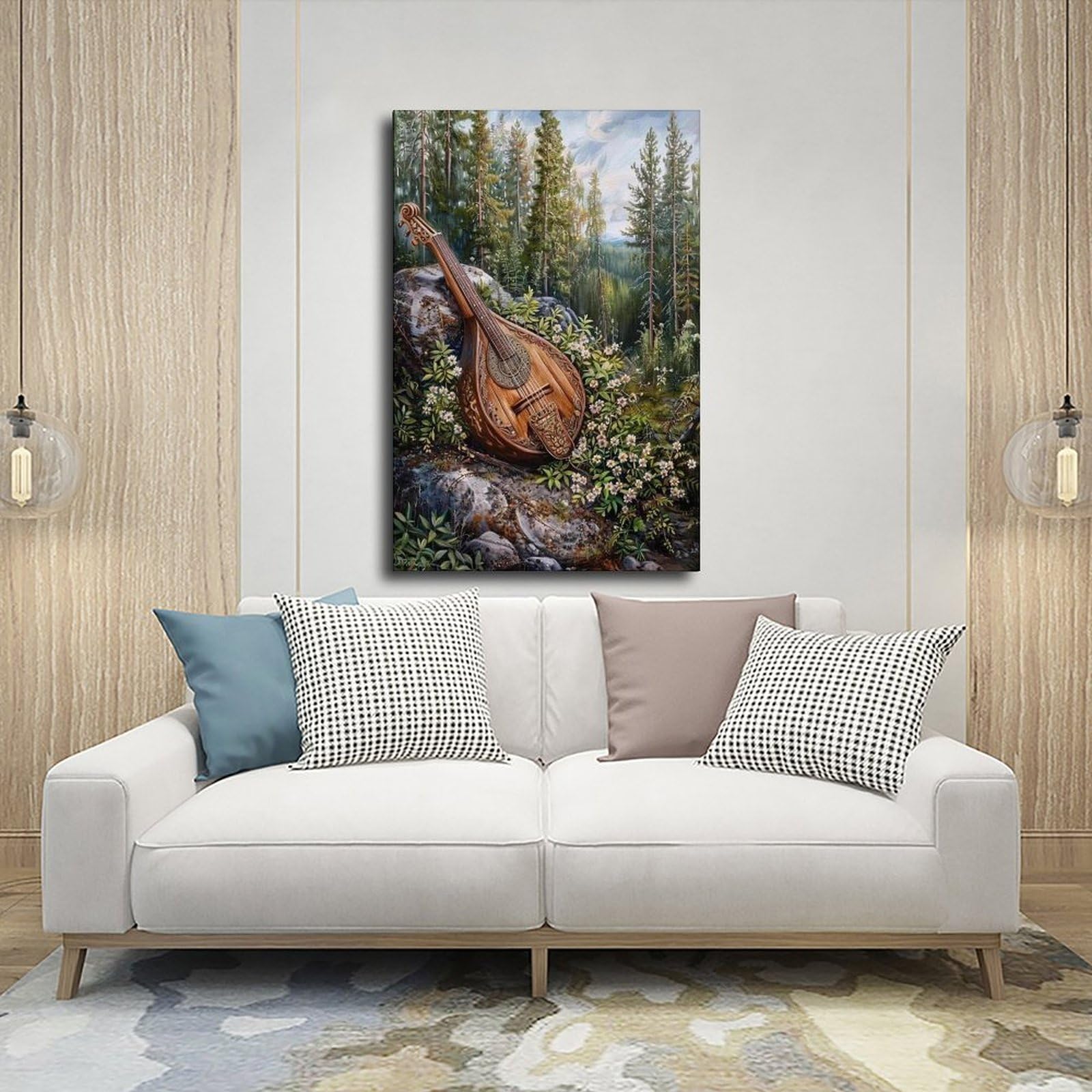 Stampa artistica su tela di Kantele finlandese, con musica folk, decorazione per camera da letto, ufficio, camera da letto, regalo, 40 x 60 cm
