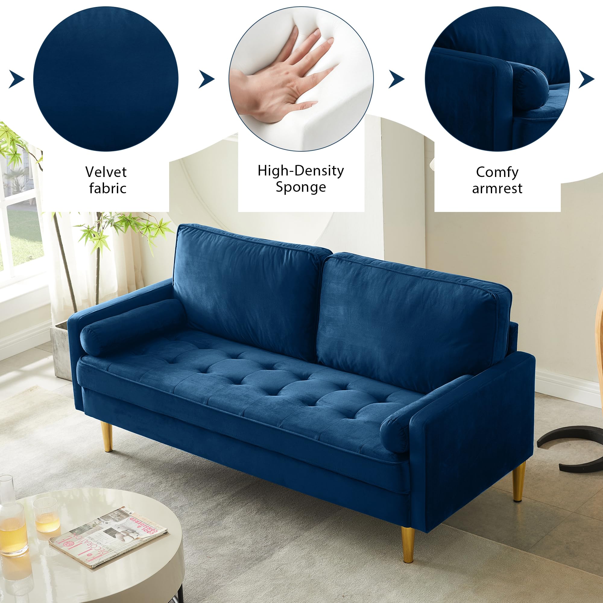 Best Velvet Sofas for 2026: Researched Picks 2 RXRRXY 67' Modern Velvet Loveseat Sofa Couch, Mid-Century Tufted Upholstered Sma — product photo