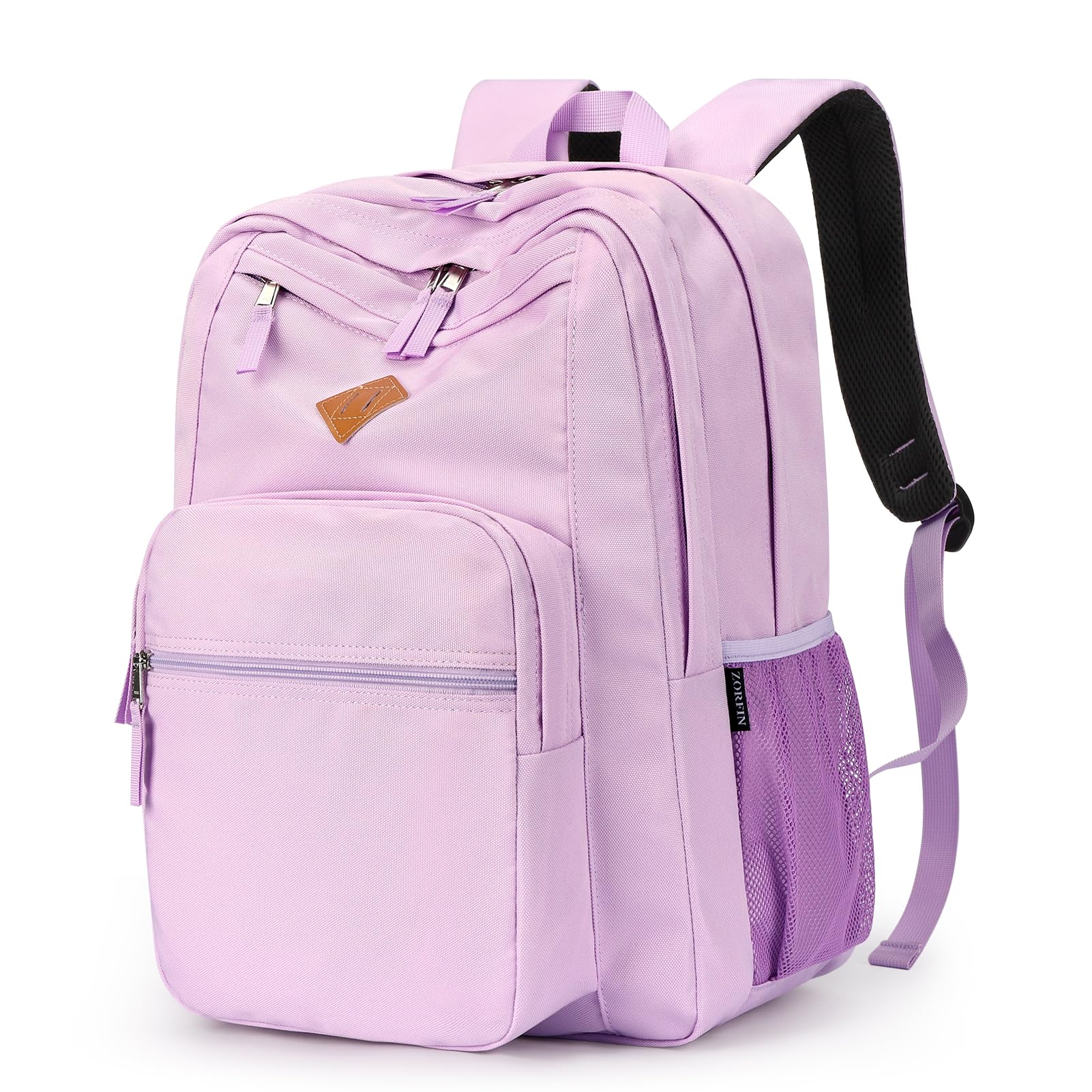 ZORFIN 26L Backpack for College, and Travel: Water Resistant Bookbag - Light Purple