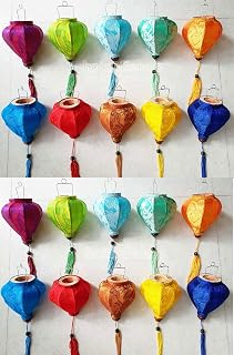 Small Mini Silk Lanterns for Christmas Decor, Wedding Decor, Restaurant Decorations, Garden Party Decorative - Set of 16 pcs (Set 16 Color #4)