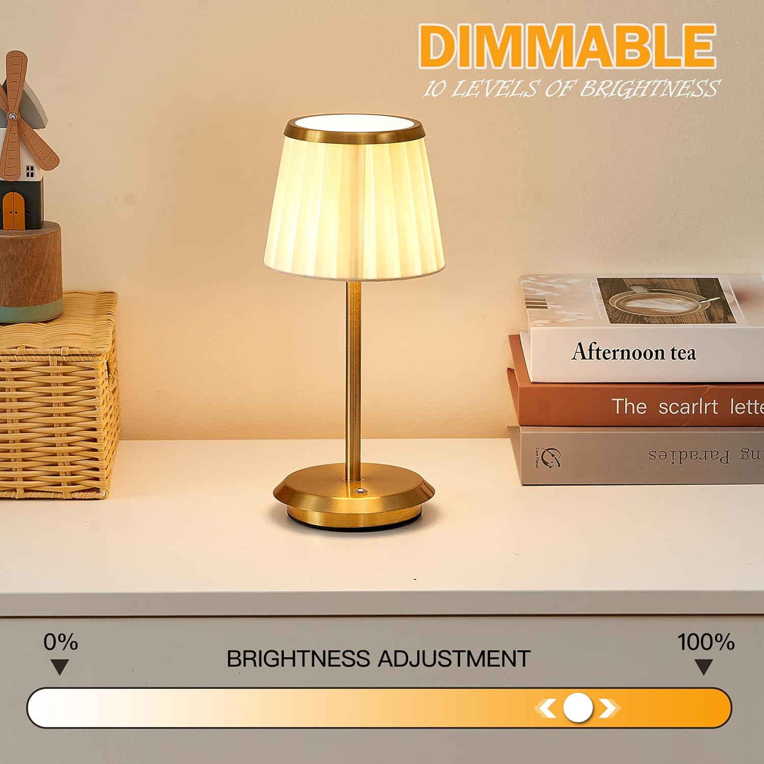 SOL HOME AND GARDEN Table Lamp for Bedroom - Bedside Lamp - USB Touch Switch Lamp for Bedroom, Living Room, Office, Bars,Wedding Nightstand LED Lamp (Bronze)