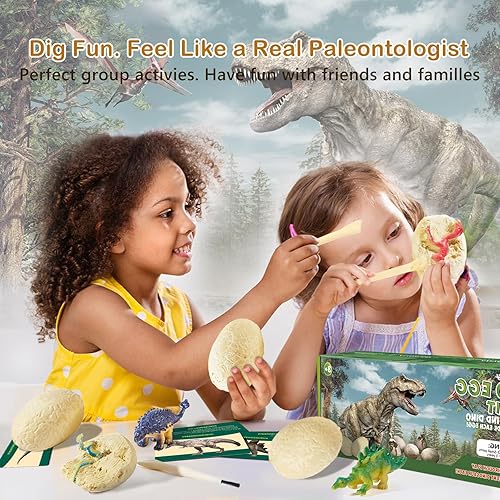 Miniatura 3 de Kit de excavación de huevos de dinosaurio - Kit de excavación de huevos fósiles de dinosaurio con tapete de juego para niños, cesta de Pascua,