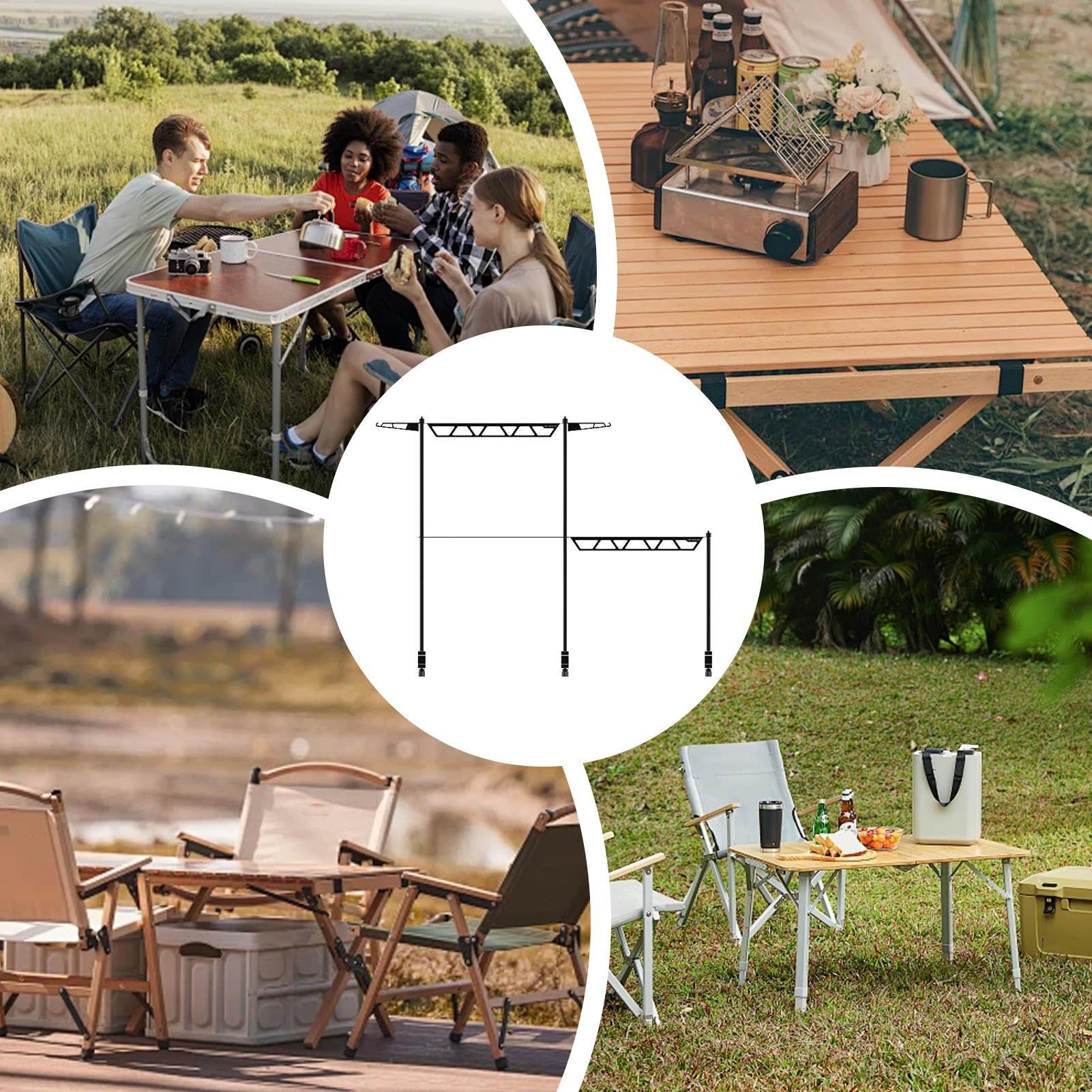 Kempingowy Na Garnki Uchwyt Sztućców, Organizer Narzędzi | Biurkowy na naczynia Na Garnki Biurkowy Wieszak Na Garnki Mobilna Półka Metalowa Do Piknik Outdoorowy Turystyka Wędrówki