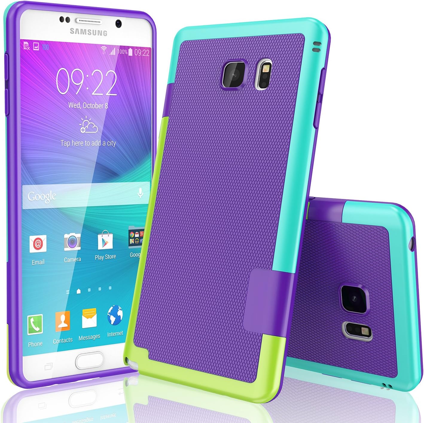 Galaxy Note 5 Case, TILL(TM) Ultra Slim 3 Color Hybrid Impact Anti-Slip Shockproof Soft TPU Hard PC Bumper Extra Front Raised Lip Case Cover for Samsung Galaxy Note 5 V SM-N920 [Purple]