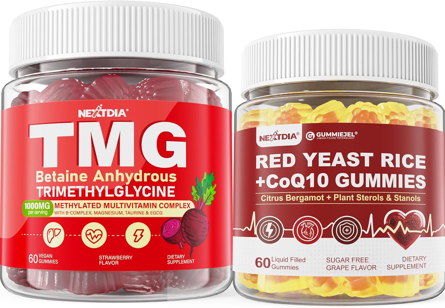 Nextdia Red Yeast Rice, Tmg Supplements Gummies, 3Pack