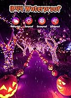 Vista 8 de Guirnalda de luces de Halloween para interiores, 100 luces LED parpadeantes de 39 pies, alimentadas por USB, con control remoto, luces de árbol