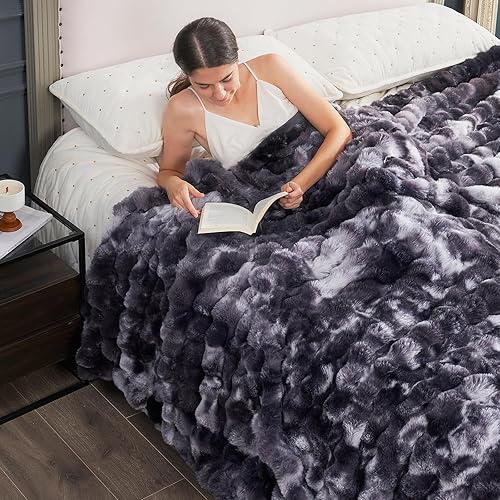 Miniatura 37 de Cozy Bliss Manta de Tiro de Piel Sintética para Sofá, Manta de Felpa Suave Difusa y Gruesa de Burbujas para Sofá Dormitorio Sala de Estar, 50 * 60