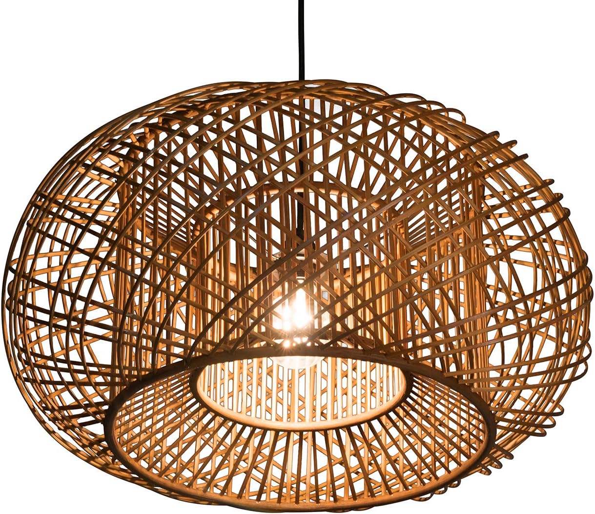 KOUBOO Bamboo Crisscross Pendant, Rustic Brown Ceiling Lamp