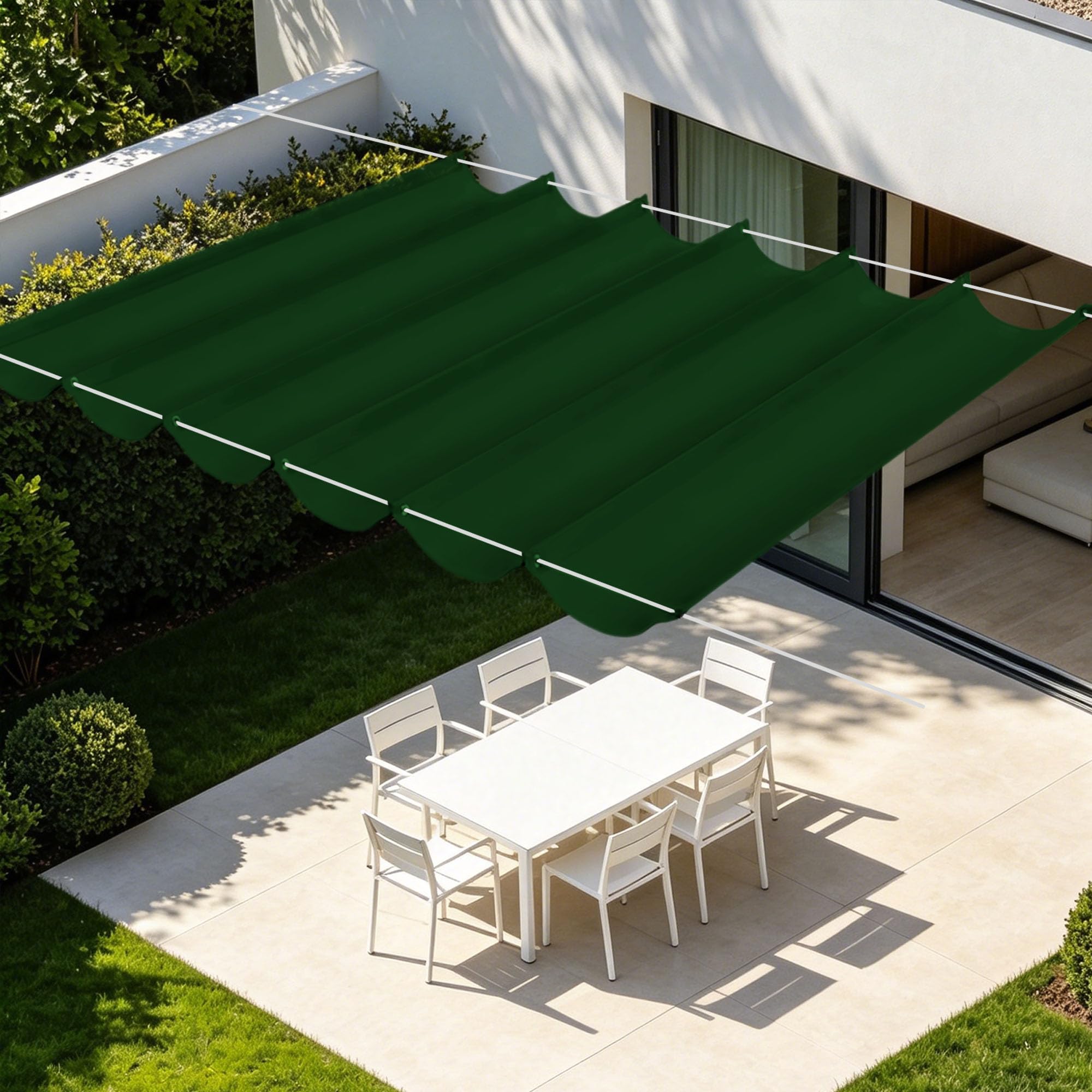 Voiles d'ombrage rétractable 200x550 cm toile impatiente vert foncé
