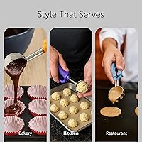 Vista 6 de Cucharón de porciones de acero inoxidable de agarre cómodo con mango ambidiestro