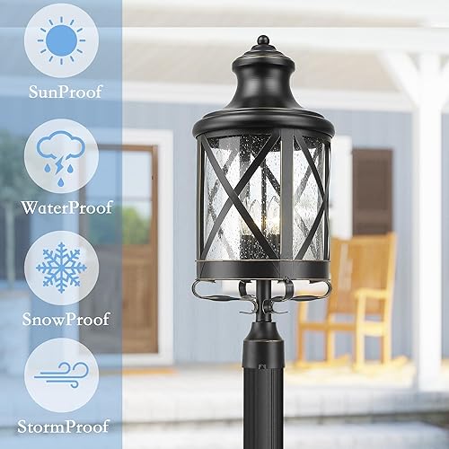 Miniatura 2 de ALLGOT Farol de poste de lámpara de granja, lámpara de poste para exteriores, linterna exterior vintage, farol de poste para jardines, patios,
