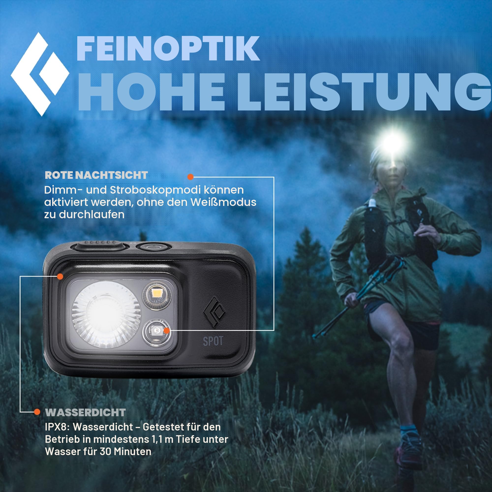 Black Diamond Stirnlampe Spot 400 HEADLAMP, Farbe:Graphite