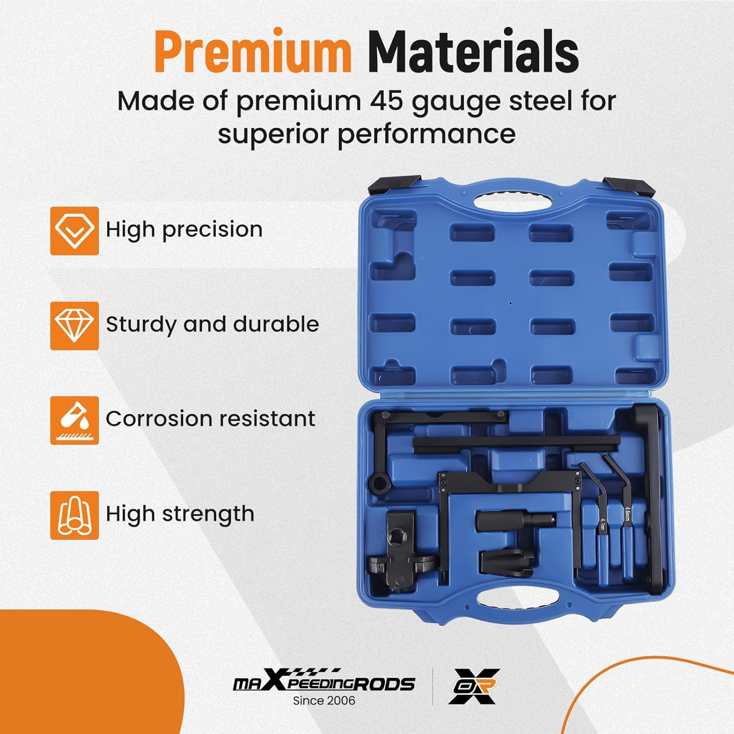 maXpeedingrods For Detroit Diesel DD15 DD16 Engine Brake Adjustment + Camshaft Timing Tool + TDC Locating Pin + Barring Tool + Fuel Line Socket, Replace# W470589104000 W470589001500, 9PCS