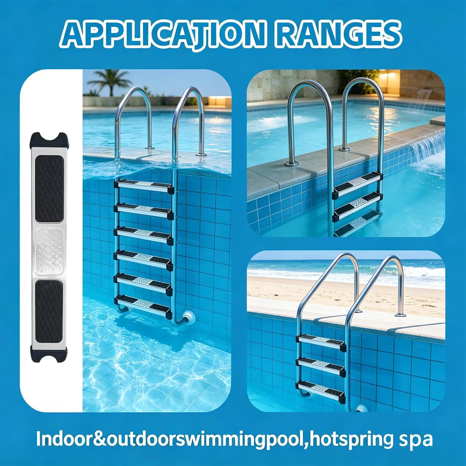 Gradini Per Scala Di Piscina Interrata 4,8 cm Acciaio Inossidabile | Gradino Per Scaletta Da Piscina Per Villa E Giardino, Hotel Resort, Acquatico, Spa, Palestra E
