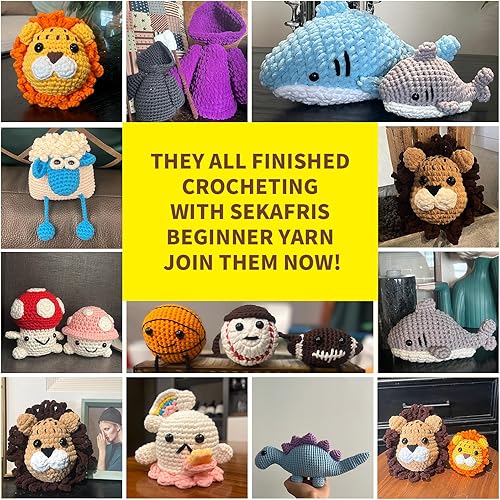 Miniatura 6 de Sekafris Hilo de ganchillo con hilo de algodón para ganchillo - Hilo de ganchillo para principiantes con puntadas fáciles de ver - Hilo para