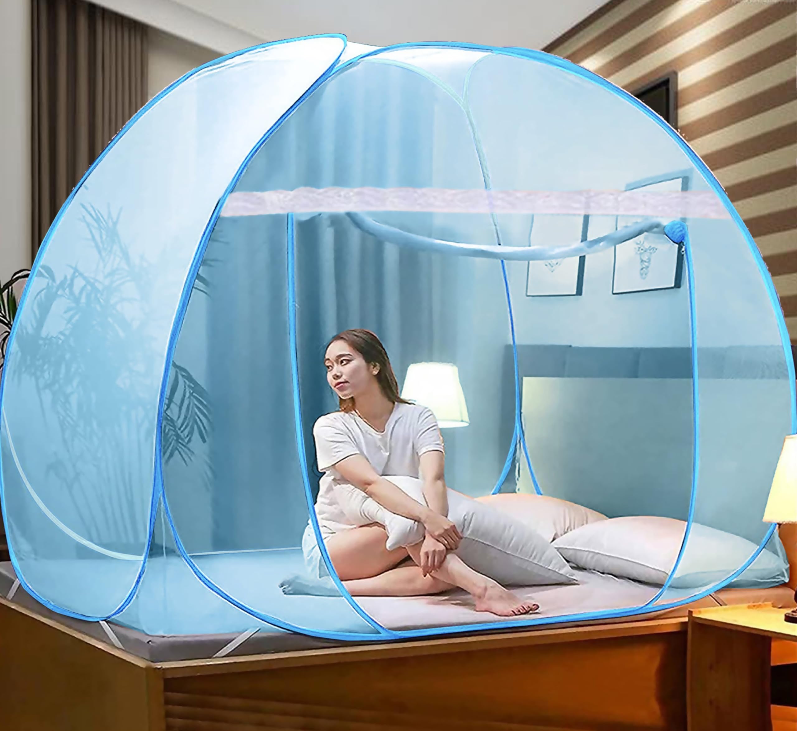 Fashion Tree Foldable Mosquito Net, Machardani for Double Bed King Size;Sky Blue (B0D6KPPJ2K) Amazon Price History, Amazon Price Tracker