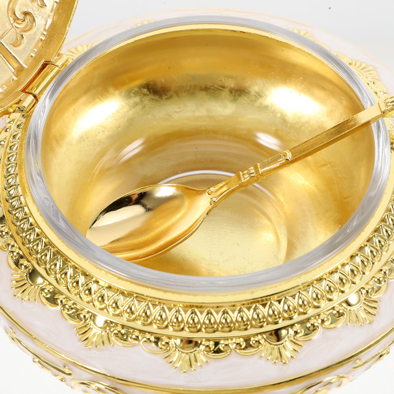SHINEOFI Elegante Hält Gewürze Frisch und Ist Einfach zu Bedienen Zuckerdose aus Legierung in Gold mit Klappdeckel Minimalistisch und Kreativ für Küche und Restaurant