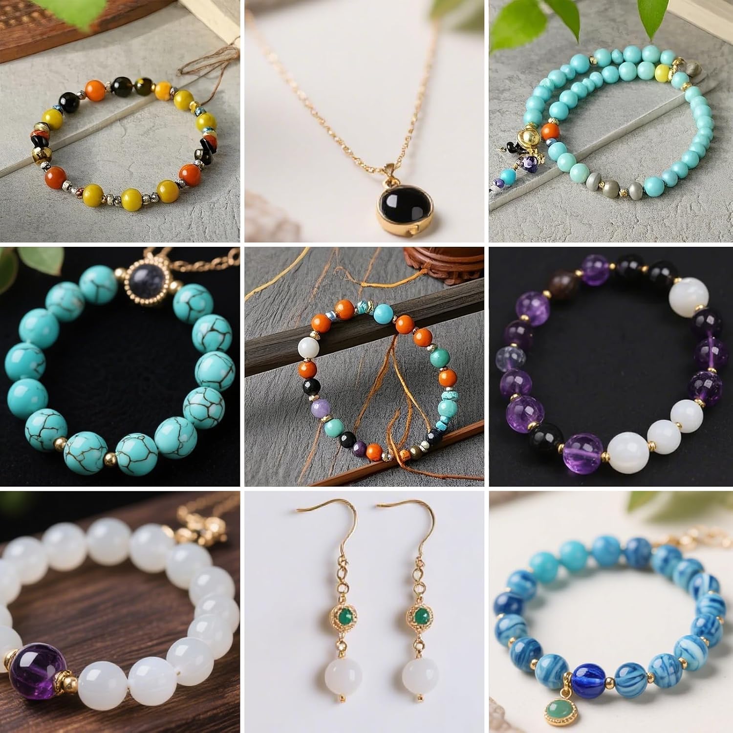 Ouubuuy 0.5lb 280pcs Natural Stone Beads Multicolor Random Mixed Assorted Round Loose Gemstone and Crystal Beads for Bracelet Necklace Earrings Jewelry Making - Image 4