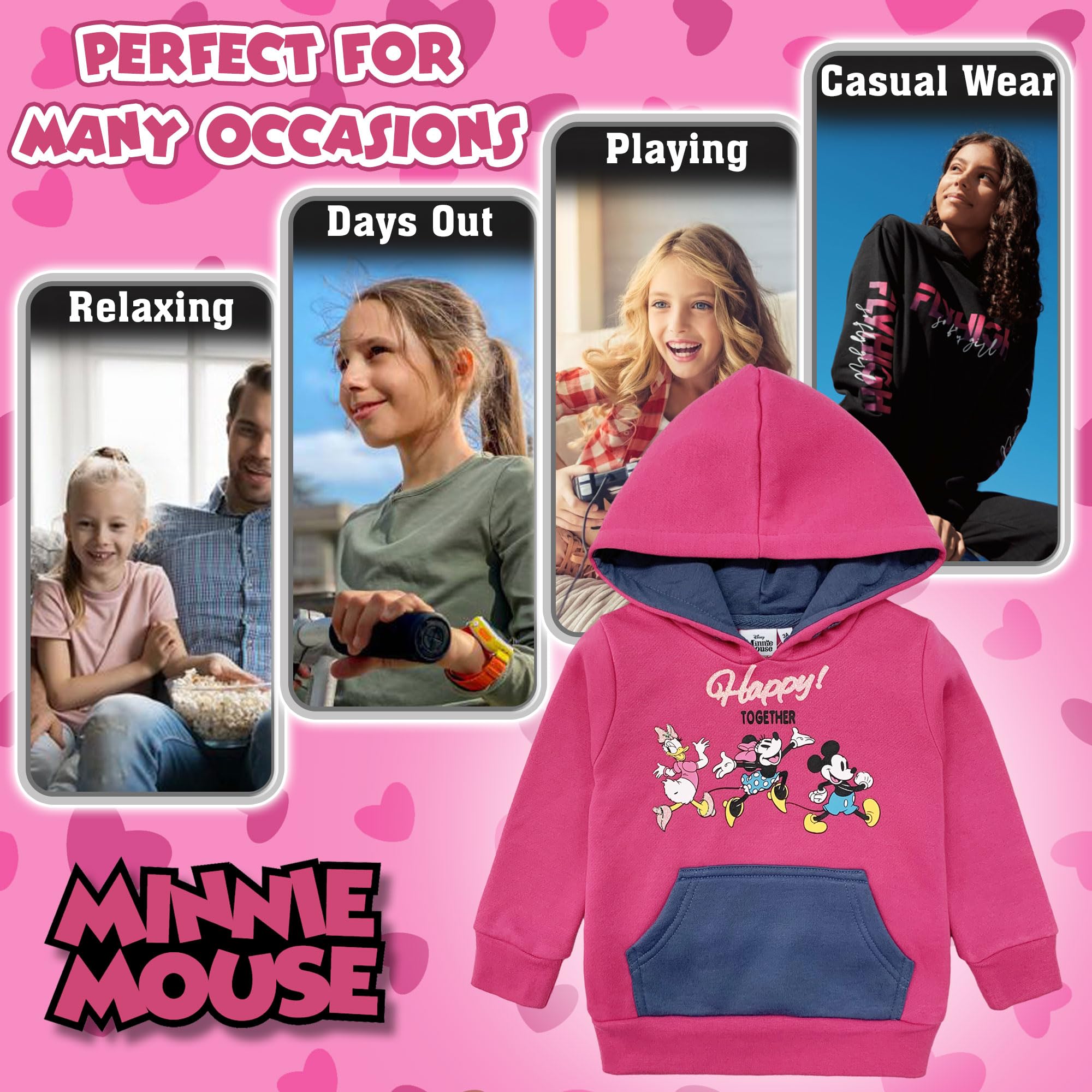 Disney Felpa Minnie Mouse per Bambina con Cappuccio a Maniche Lunghe Bimba 6227