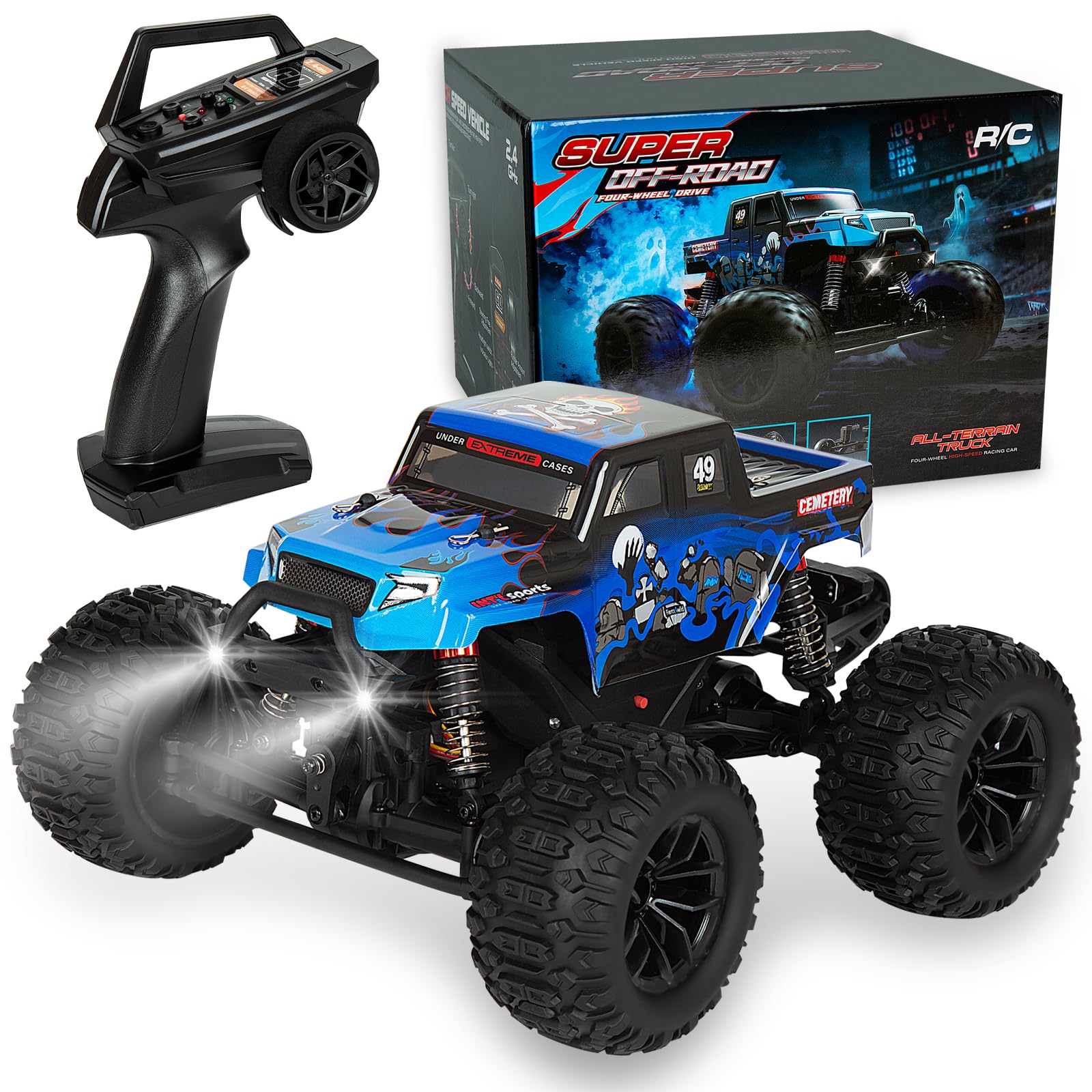 40 KM/H Ferngesteuertes Auto,1:18 RC Auto Ferngesteuert Monstertruck RC Car | Schnelles Ferngesteuertes Auto Monster Truck für Erwachsene RC Auto Ferngesteuert für Jungen