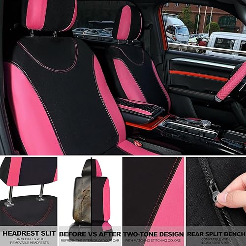 Miniatura 51 de BBTO - Set accesorios autos de mujeres, 43 piezas con brillo, protectores poliéster para asientos delanteros y traseros, funda volante, alfombrillas