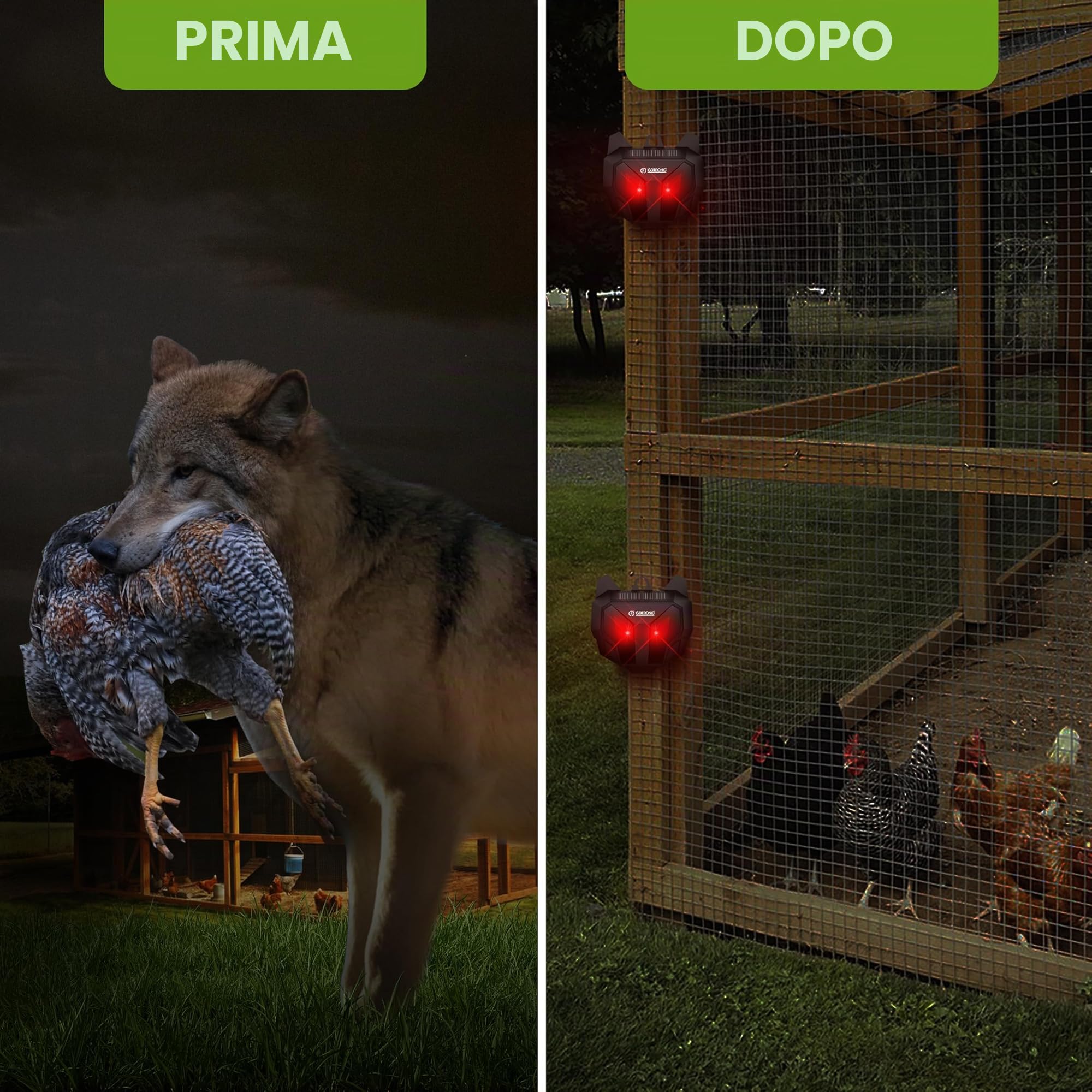 ISOTRONIC Repellente Solare Animali Selvatici LED Rosso, Dissuasore per Procioni Cervi Volpi Cinghiali, Raggio d'azione 40m², Deterrente Efficace Esterno e Giardino, Protezione Sicura (3 Unità)