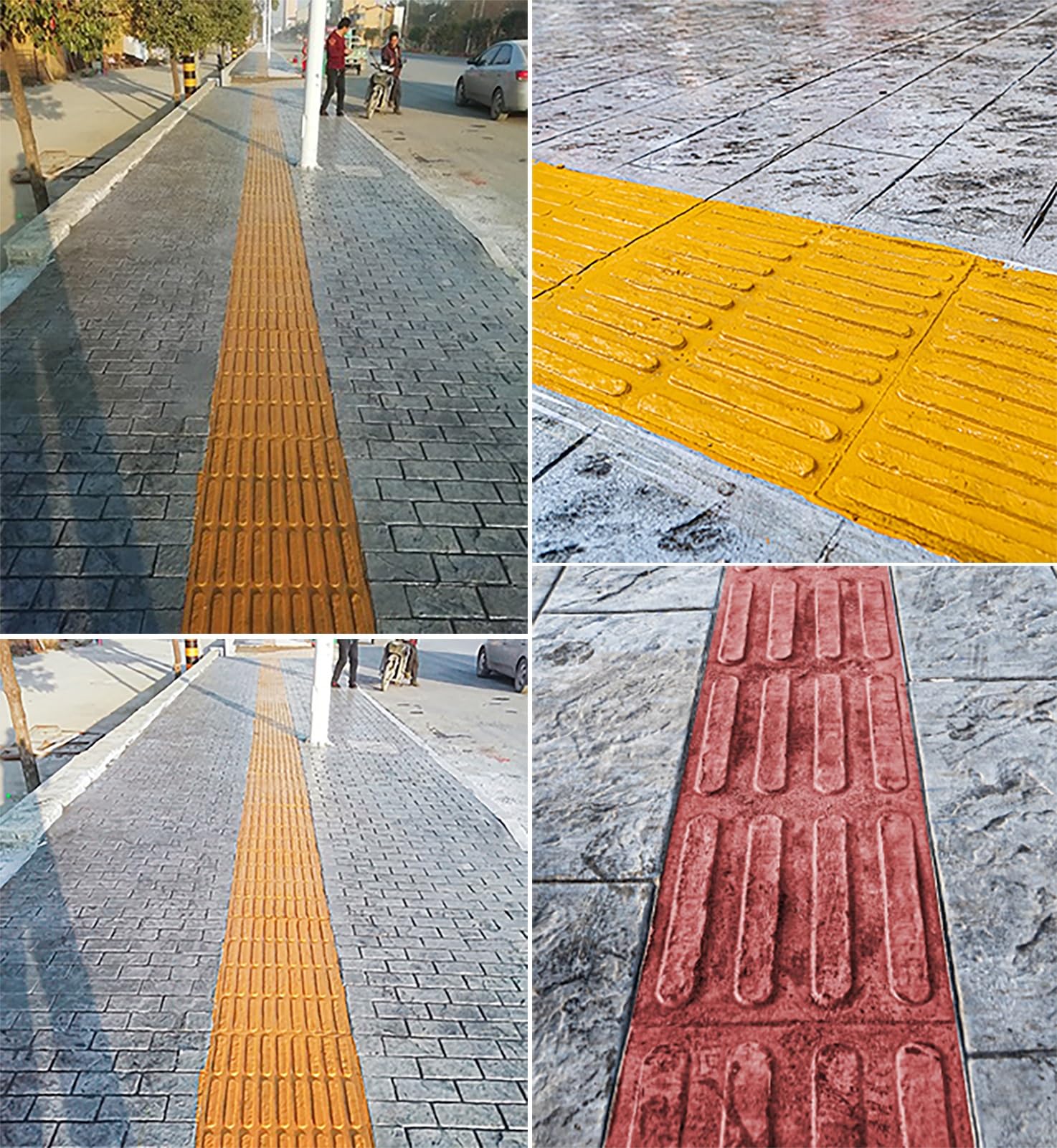 Formy do betonu, dotykowe maty odcisków palców do betonu, forma do ślepej ścieżki, teksturowana mata poliuretanowa wielokrotnego użytku (95 x 60 cm) - Tampo