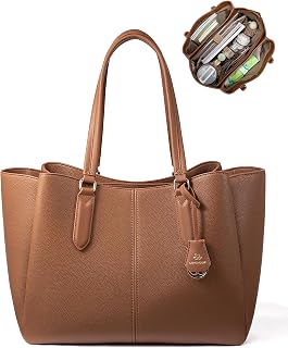 LOVEVOOK Laptop Tote Bag for Women 15.6 In Work Bags with Triple Compartments Large Faux Leather Computer Office Briefcase