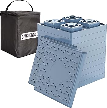 CircleRoad Heavy Duty RV Leveling Blocks 12 Pack, Interlocking Design Camper Leveling Blocks with Packing Bag, Ideal for Leveling Single and Dual Wheels Gray