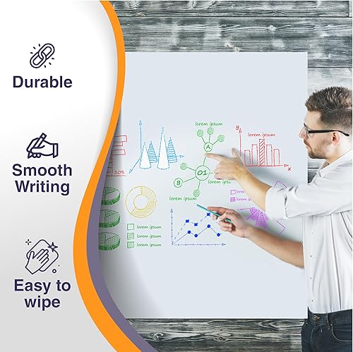 Miniatura 3 de Pizarra blanca magnética grande para pared, parte trasera adhesiva de 72 x 48 pulgadas, pizarra de borrado en seco, papel de contacto para niños,