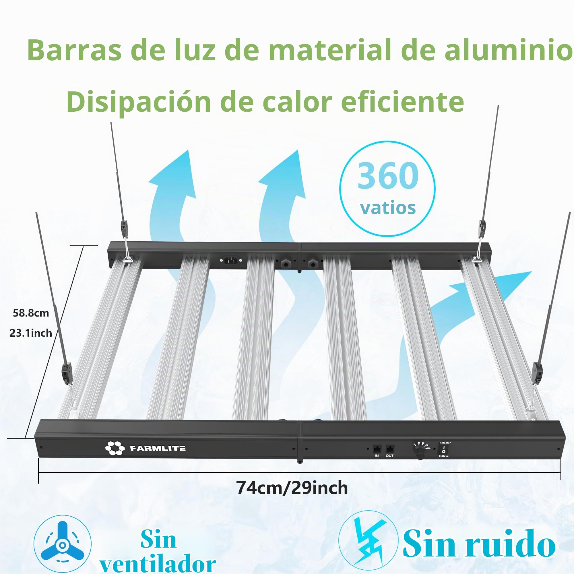 FARMLITE Grow Light Lámpara led para plantas Luz Plantas Interior luz de Cultivo Crecimiento Lámpara de Crecimiento de Plantas Dimmable (360watts)