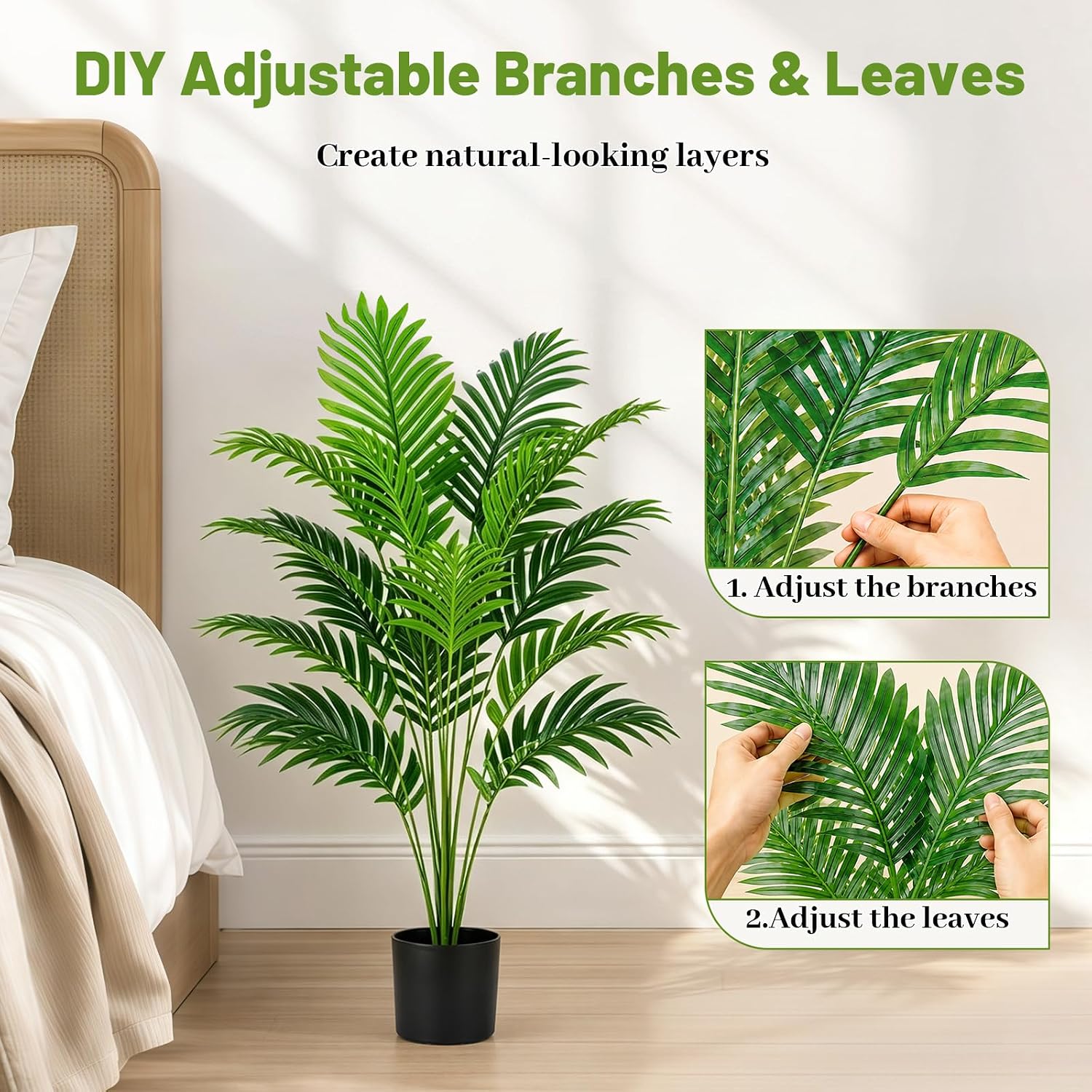UPBUD 28" Artificial Palm Tree, Tall Fake Plant, Faux Tropical Areca Tree