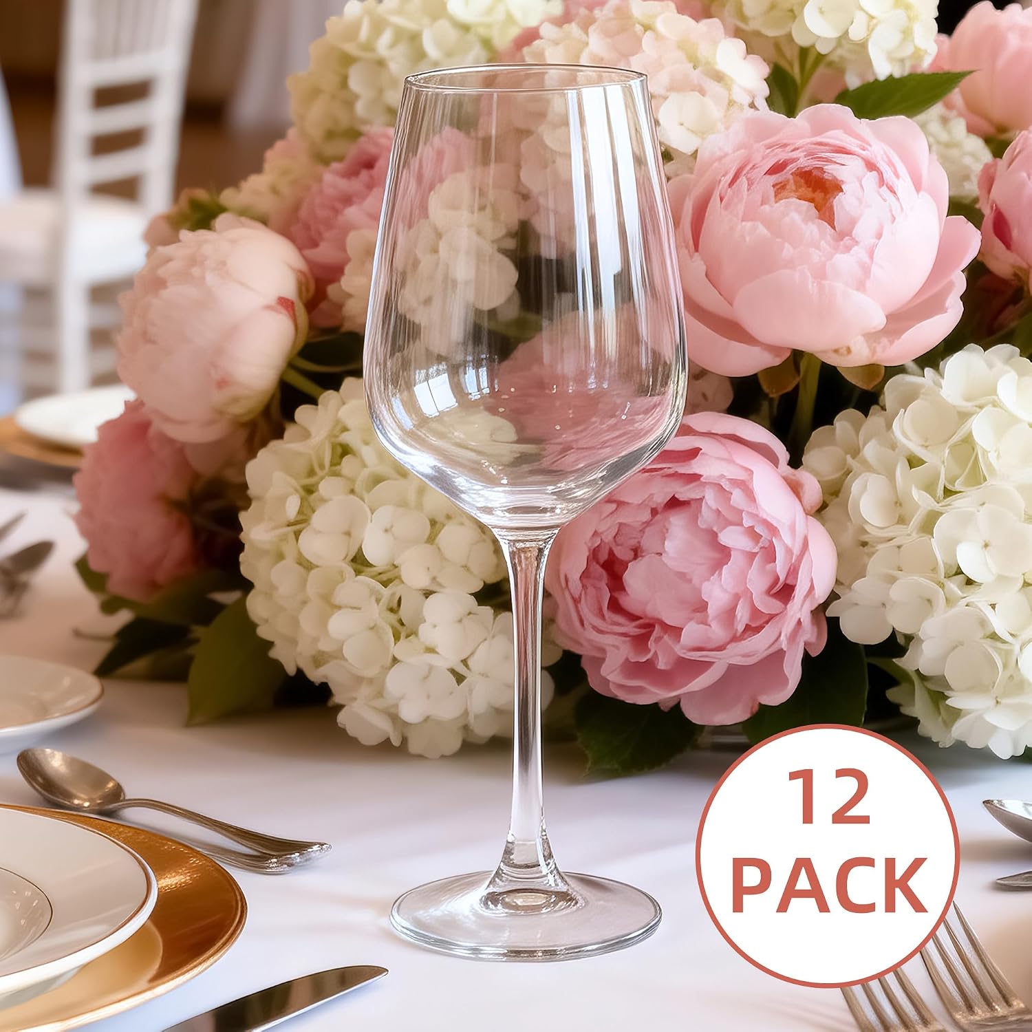 UMEIED 15oz Wine Glasses Set of 12, Elegant Stemmed Glasses for Red and White Wine, Large Heavy Base Glassware for Home, Parties, Gifts, Dishwasher Safe