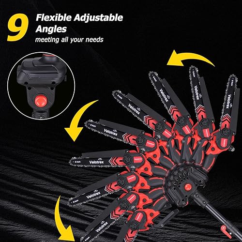 Vista 7 de Sierra de poste inalámbrica 2 en 1 y mini motosierra, sierras de poste eléctricas sin escobillas de 8 pulgadas para recortar árboles, engrasado